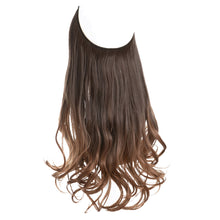 Load image into Gallery viewer, Synthetic Hair Extensions Fish Wire No Clips Fake Ombre Gradient Color Pink Blonde Brown Black Natural Wavy Hair Piece for Woman
