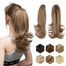 Load image into Gallery viewer, Synthetic Claw Clip in Ponytail Hair Extensions Hairpiece False Blonde Hair Wavy False Pigtail with Elastic Band Horse Tail Women Wig
