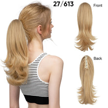 Load image into Gallery viewer, Synthetic Claw Clip in Ponytail Hair Extensions Hairpiece False Blonde Hair Wavy False Pigtail with Elastic Band Horse Tail Women Wig
