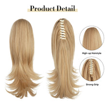 Load image into Gallery viewer, Synthetic Claw Clip in Ponytail Hair Extensions Hairpiece False Blonde Hair Wavy False Pigtail with Elastic Band Horse Tail Women Wig

