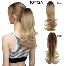 Load image into Gallery viewer, Synthetic Claw Clip in Ponytail Hair Extensions Hairpiece False Blonde Hair Wavy False Pigtail with Elastic Band Horse Tail Women Wig
