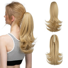 Load image into Gallery viewer, Synthetic Claw Clip in Ponytail Hair Extensions Hairpiece False Blonde Hair Wavy False Pigtail with Elastic Band Horse Tail Women Wig
