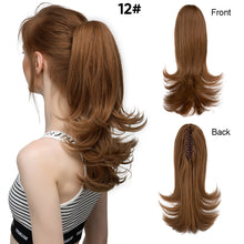 Load image into Gallery viewer, Synthetic Claw Clip in Ponytail Hair Extensions Hairpiece False Blonde Hair Wavy False Pigtail with Elastic Band Horse Tail Women Wig
