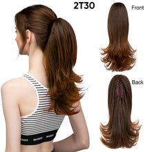 Load image into Gallery viewer, Synthetic Claw Clip in Ponytail Hair Extensions Hairpiece False Blonde Hair Wavy False Pigtail with Elastic Band Horse Tail Women Wig
