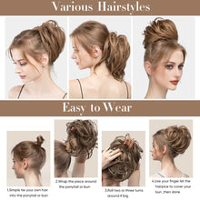 Load image into Gallery viewer, Elastic Synthetic Fake Hair Bun Curly Band Fake Hair Circles Natural Fluffy with Long Whiskers Curly Hair Circles Women Wig
