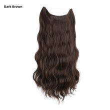 Load image into Gallery viewer, Synthetic Wave Invisible Clip in Hair Extensions 18inch Fish Line Gradient Color Natural Blonde One Piece Hairpiece Fake Hair Piece

