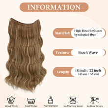 Load image into Gallery viewer, Synthetic Wave Invisible Clip in Hair Extensions 18inch Fish Line Gradient Color Natural Blonde One Piece Hairpiece Fake Hair Piece
