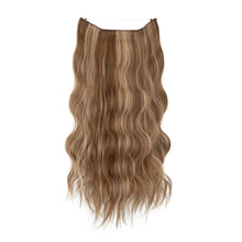 Load image into Gallery viewer, Synthetic Wave Invisible Clip in Hair Extensions 18inch Fish Line Gradient Color Natural Blonde One Piece Hairpiece Fake Hair Piece
