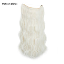 Load image into Gallery viewer, Synthetic Wave Invisible Clip in Hair Extensions 18inch Fish Line Gradient Color Natural Blonde One Piece Hairpiece Fake Hair Piece
