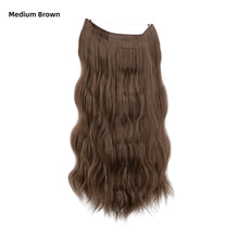 Load image into Gallery viewer, Synthetic Wave Invisible Clip in Hair Extensions 18inch Fish Line Gradient Color Natural Blonde One Piece Hairpiece Fake Hair Piece
