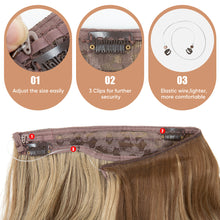 Load image into Gallery viewer, Synthetic Wave Invisible Clip in Hair Extensions 18inch Fish Line Gradient Color Natural Blonde One Piece Hairpiece Fake Hair Piece
