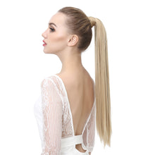 Load image into Gallery viewer, Blonde Wrap Around Pigtail Long Smooth Overhead Pony Tail Synthetic Straight Ponytail Hair Extension Clip in Fake Wig Hairpiece
