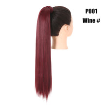 Load image into Gallery viewer, Blonde Wrap Around Pigtail Long Smooth Overhead Pony Tail Synthetic Straight Ponytail Hair Extension Clip in Fake Wig Hairpiece
