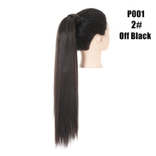 Load image into Gallery viewer, Blonde Wrap Around Pigtail Long Smooth Overhead Pony Tail Synthetic Straight Ponytail Hair Extension Clip in Fake Wig Hairpiece
