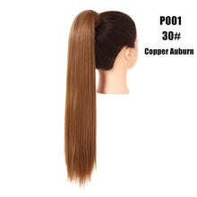 Load image into Gallery viewer, Blonde Wrap Around Pigtail Long Smooth Overhead Pony Tail Synthetic Straight Ponytail Hair Extension Clip in Fake Wig Hairpiece
