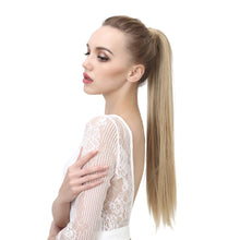 Load image into Gallery viewer, Blonde Wrap Around Pigtail Long Smooth Overhead Pony Tail Synthetic Straight Ponytail Hair Extension Clip in Fake Wig Hairpiece
