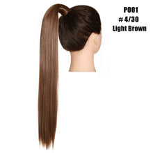 Load image into Gallery viewer, Blonde Wrap Around Pigtail Long Smooth Overhead Pony Tail Synthetic Straight Ponytail Hair Extension Clip in Fake Wig Hairpiece
