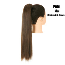 Load image into Gallery viewer, Blonde Wrap Around Pigtail Long Smooth Overhead Pony Tail Synthetic Straight Ponytail Hair Extension Clip in Fake Wig Hairpiece
