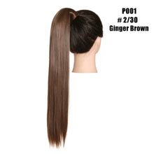 Load image into Gallery viewer, Blonde Wrap Around Pigtail Long Smooth Overhead Pony Tail Synthetic Straight Ponytail Hair Extension Clip in Fake Wig Hairpiece
