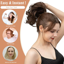 Load image into Gallery viewer, Gradient Synthetic Hair Clip Ponytail Hair Extensions Hairpiece Fake Black Blonde Natural Hair False Pigtail for Women Hairpin
