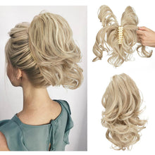Load image into Gallery viewer, Gradient Synthetic Hair Clip Ponytail Hair Extensions Hairpiece Fake Black Blonde Natural Hair False Pigtail for Women Hairpin

