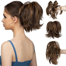 Load image into Gallery viewer, Gradient Synthetic Hair Clip Ponytail Hair Extensions Hairpiece Fake Black Blonde Natural Hair False Pigtail for Women Hairpin
