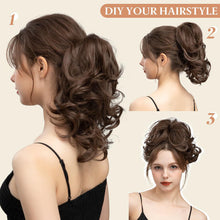 Load image into Gallery viewer, Gradient Synthetic Hair Clip Ponytail Hair Extensions Hairpiece Fake Black Blonde Natural Hair False Pigtail for Women Hairpin

