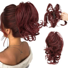 Load image into Gallery viewer, Gradient Synthetic Hair Clip Ponytail Hair Extensions Hairpiece Fake Black Blonde Natural Hair False Pigtail for Women Hairpin

