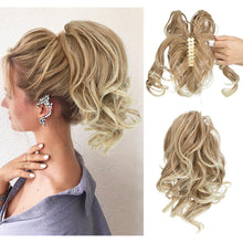 Load image into Gallery viewer, Gradient Synthetic Hair Clip Ponytail Hair Extensions Hairpiece Fake Black Blonde Natural Hair False Pigtail for Women Hairpin
