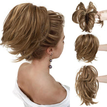 Load image into Gallery viewer, Gradient Synthetic Hair Clip Ponytail Hair Extensions Hairpiece Fake Black Blonde Natural Hair False Pigtail for Women Hairpin
