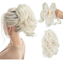 Load image into Gallery viewer, Gradient Synthetic Hair Clip Ponytail Hair Extensions Hairpiece Fake Black Blonde Natural Hair False Pigtail for Women Hairpin
