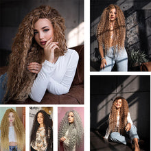 Load image into Gallery viewer, 3pcs/bag 22 Inch Gradient Curly Hair Ariel Hair Water Wave Twist Crochet Hair Synthetic Braid Hair Blonde Pink Deep Wave Braiding Hair Extension
