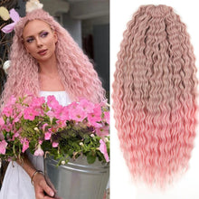 Load image into Gallery viewer, 3pcs/bag 22 Inch Gradient Curly Hair Ariel Hair Water Wave Twist Crochet Hair Synthetic Braid Hair Blonde Pink Deep Wave Braiding Hair Extension
