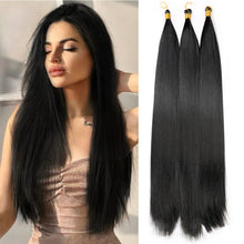 Load image into Gallery viewer, Soft Chemical Fiber Hair Straight Pony Hair Bundles Crochet Braids Hair Synthetic Braiding Hair Ombre Brown Crochet Women Hair Extensions
