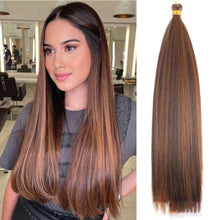 Load image into Gallery viewer, Soft Chemical Fiber Hair Straight Pony Hair Bundles Crochet Braids Hair Synthetic Braiding Hair Ombre Brown Crochet Women Hair Extensions
