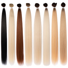 Load image into Gallery viewer, Fashion Gradient Straight Hair Extensions Ombre Blonde Hair Bundles Super Long Hair Synthetic 24 Inch Straight Women False Hair Piece
