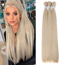 Load image into Gallery viewer, Fashion Gradient Straight Hair Extensions Ombre Blonde Hair Bundles Super Long Hair Synthetic 24 Inch Straight Women False Hair Piece
