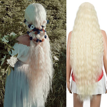 Load image into Gallery viewer, Long Lace Synthetic Hair Wigs Women 42inch Ombre Blonde Pink Water Wavy Long Curly Hair Wig Cosplay Hair Extensions
