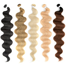 Load image into Gallery viewer, Fashion Wave Curly Hair Wave Ponytail Hair Bundles Soft Long Synthetic Hair Weave Ombre Brown Blonde 26 Inch Hair Extensions

