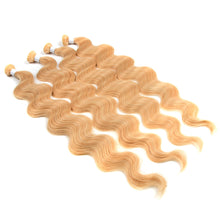 Load image into Gallery viewer, Fashion Wave Curly Hair Wave Ponytail Hair Bundles Soft Long Synthetic Hair Weave Ombre Brown Blonde 26 Inch Hair Extensions
