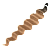 Load image into Gallery viewer, Fashion Wave Curly Hair Wave Ponytail Hair Bundles Soft Long Synthetic Hair Weave Ombre Brown Blonde 26 Inch Hair Extensions
