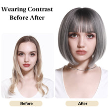 Load image into Gallery viewer, Women's Short Straight Hair Soft Wig Cover Fluffy Full Top Wig Cover Fashion Gradient Fashion Cosplay False Hair Wigs
