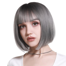 Load image into Gallery viewer, Women's Short Straight Hair Soft Wig Cover Fluffy Full Top Wig Cover Fashion Gradient Fashion Cosplay False Hair Wigs

