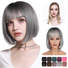 Load image into Gallery viewer, Women's Short Straight Hair Soft Wig Cover Fluffy Full Top Wig Cover Fashion Gradient Fashion Cosplay False Hair Wigs
