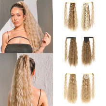 Load image into Gallery viewer, Paste Button Corn Perm Fluffy Long Curly Hair High Temperature Silk Strap Style Wig Ponytail Hair Extension for Women
