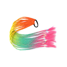 Load image into Gallery viewer, Colored Long Braid Wig Gradient Ponytail Elastic Hair Rope High Temperature Silk Triple Braid Wig Hair Accessories
