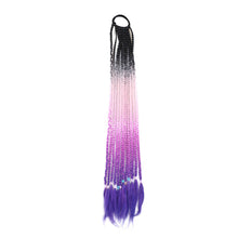 Load image into Gallery viewer, Colored Long Braid Wig Gradient Ponytail Elastic Hair Rope High Temperature Silk Triple Braid Wig Hair Accessories
