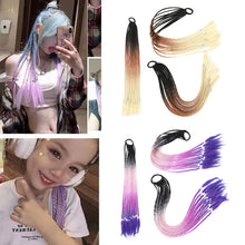 Load image into Gallery viewer, Colored Long Braid Wig Gradient Ponytail Elastic Hair Rope High Temperature Silk Triple Braid Wig Hair Accessories
