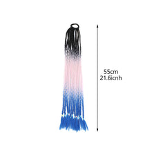 Load image into Gallery viewer, Colored Long Braid Wig Gradient Ponytail Elastic Hair Rope High Temperature Silk Triple Braid Wig Hair Accessories
