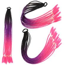 Load image into Gallery viewer, Colored Long Braid Wig Gradient Ponytail Elastic Hair Rope High Temperature Silk Triple Braid Wig Hair Accessories
